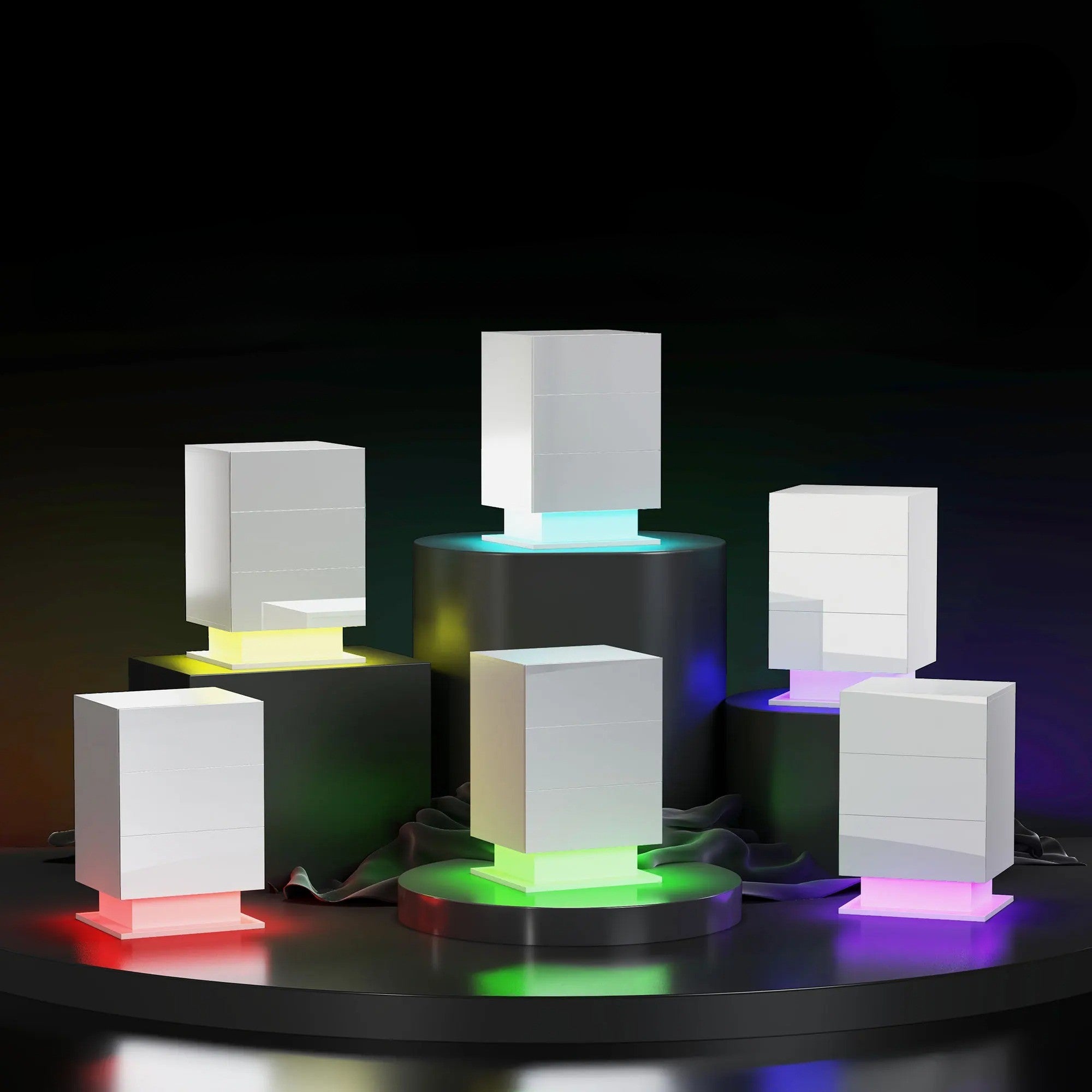 LED Nachtkastje Glanzend Wit – 3 Lades met verlichting Afstandsbediening