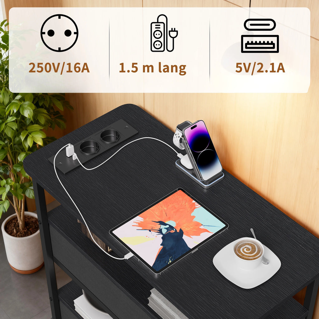 LED Nachtkastje Zwart – 3 Lagen met USB en Type-C