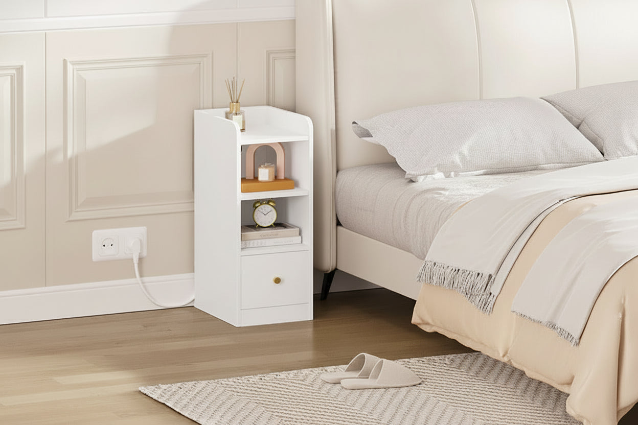 Twee Smart Nachtkastjes Wit – Met Laadstation en USB-C