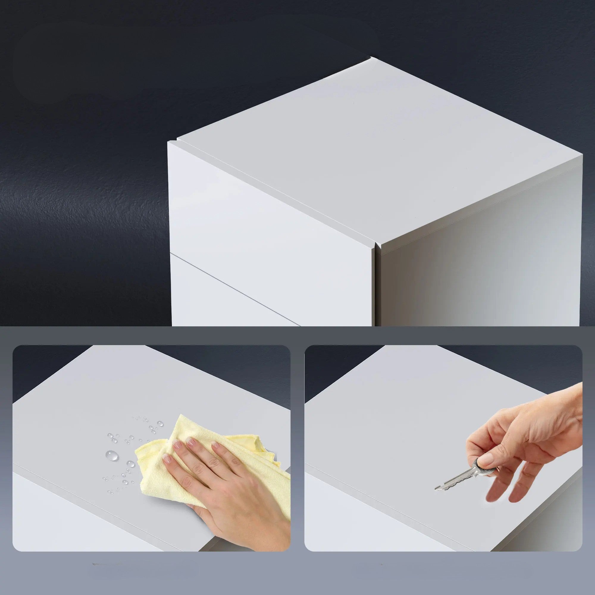 LED Nachtkastje Glanzend Wit – 3 Lades met verlichting Afstandsbediening