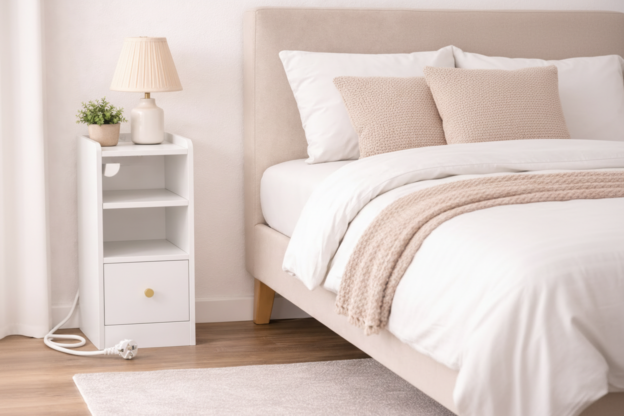 Twee Smart Nachtkastjes Wit – Met Laadstation en USB-C