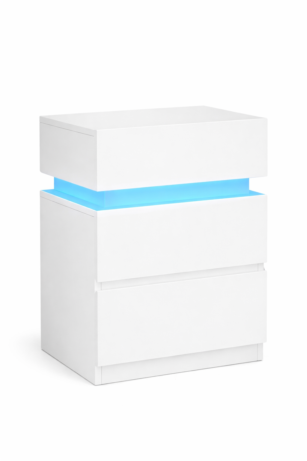 LED Nachtkastje Wit – 3 Lades met Verstelbare Verlichting
