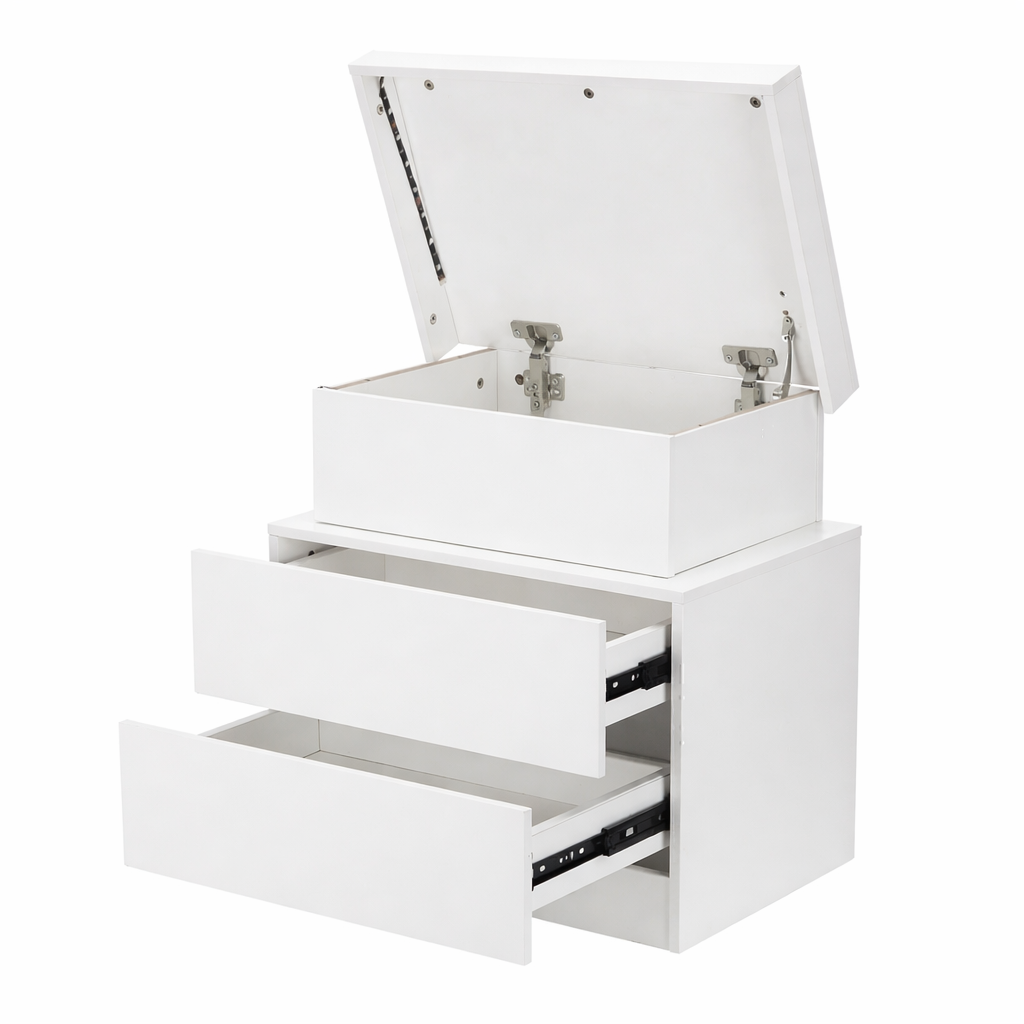 Hoogglans LED Nachtkastje Wit – 2 Lades met verlichting afstandsbediening