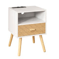 Smart Nachtkastje Wit/Naturel – Met Laadstation en USB-C