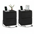 Twee Smart Nachtkastjes Zwart – 2 Lades met Stopcontact en USB