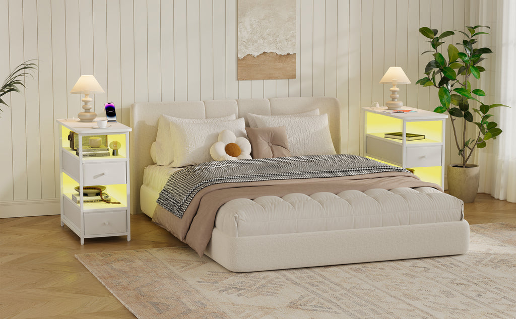 LED Nachtkastje Wit – 3 Lagen met USB en Type-C