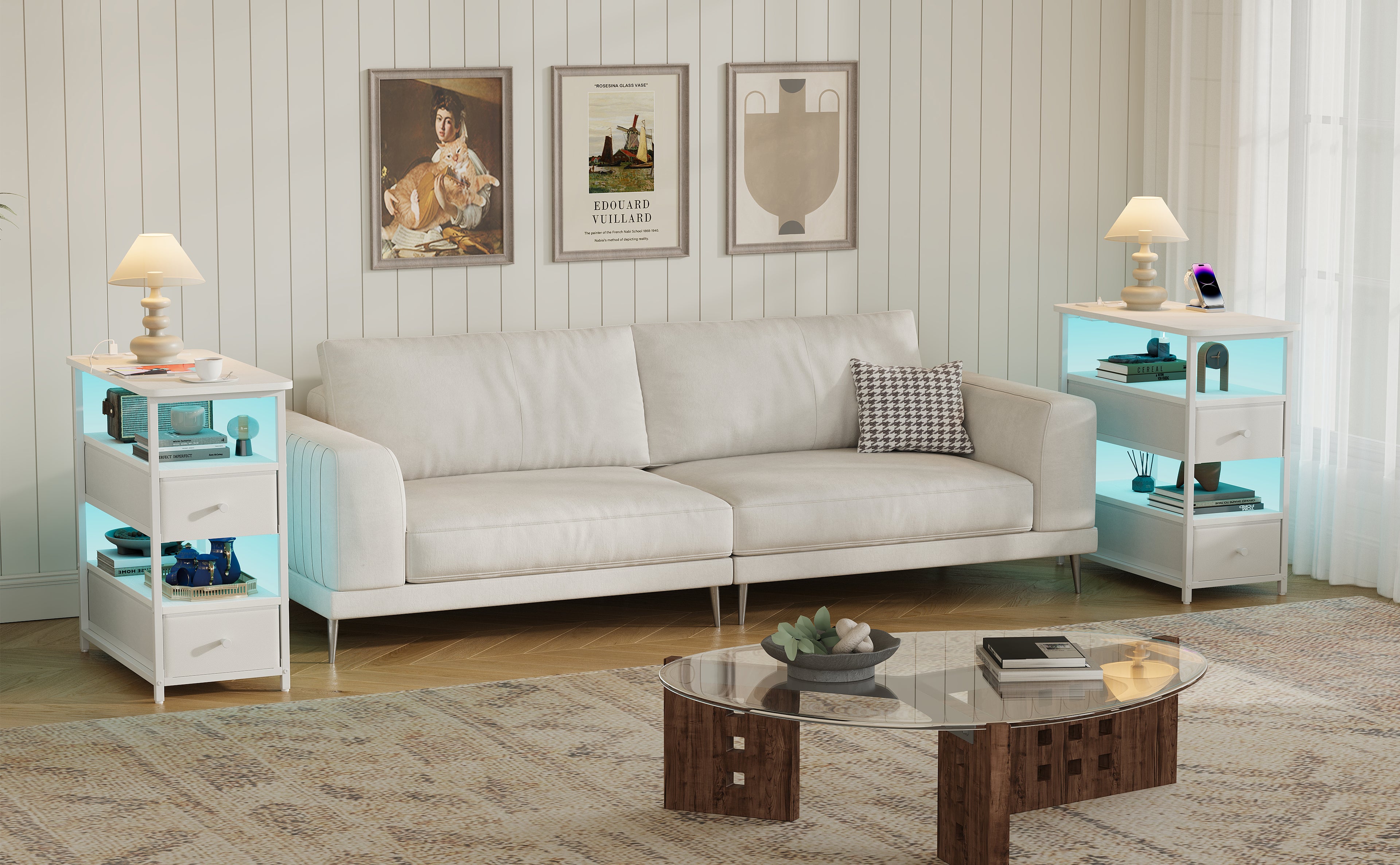 LED Nachtkastje Wit – 3 Lagen met USB en Type-C