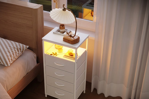 LED Nachtkastje Wit – Met Oplaadpunt en Opbergruimte