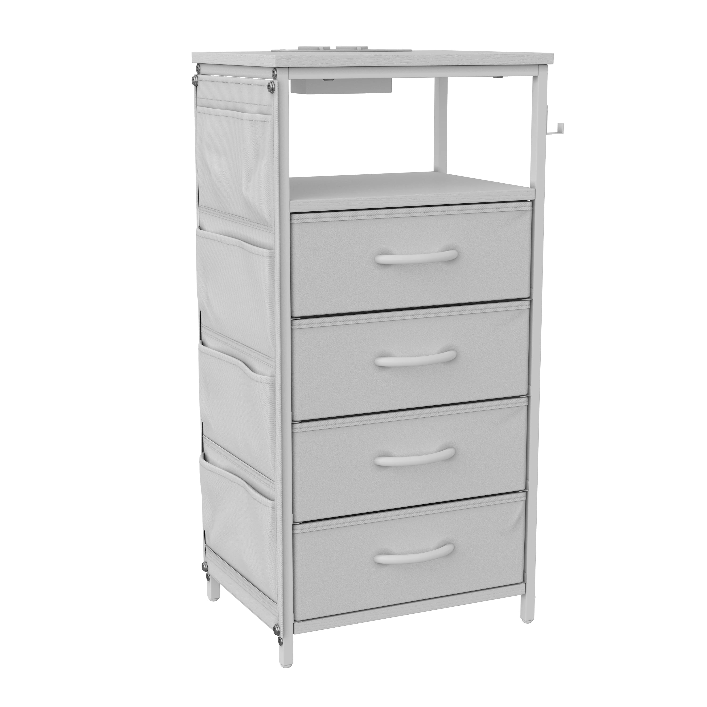 LED Nachtkastje Wit – Met Oplaadpunt en Opbergruimte