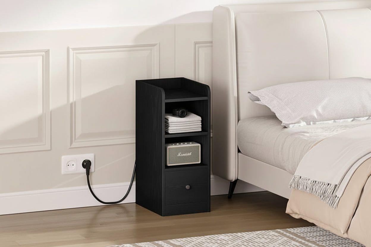 Twee Smart Nachtkastjes Zwart – Met Laadstation en USB-C