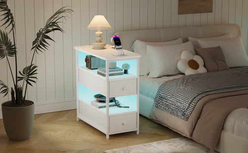 LED Nachtkastje Wit – 3 Lagen met USB en Type-C