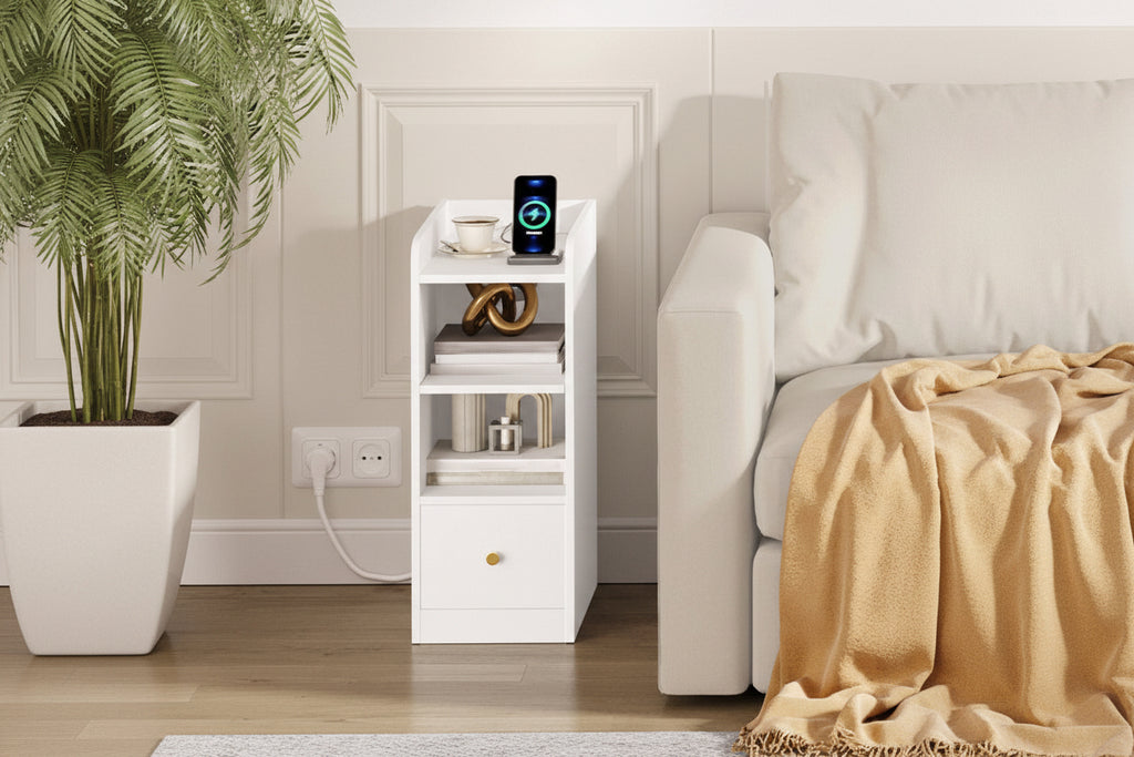 Twee Smart Nachtkastjes Wit – Met Laadstation en USB-C