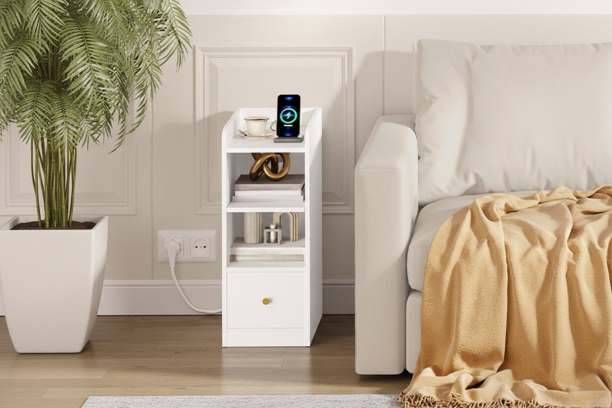 Twee Smart Nachtkastjes Wit – Met Laadstation en USB-C