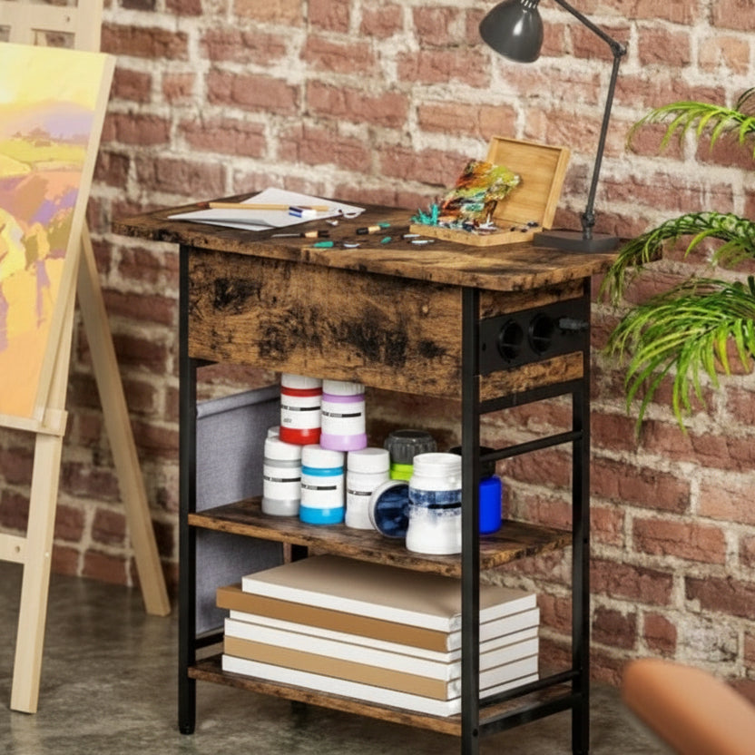 Smart Nachtkastje Rustiek Bruin – Met Stopcontact en USB-C