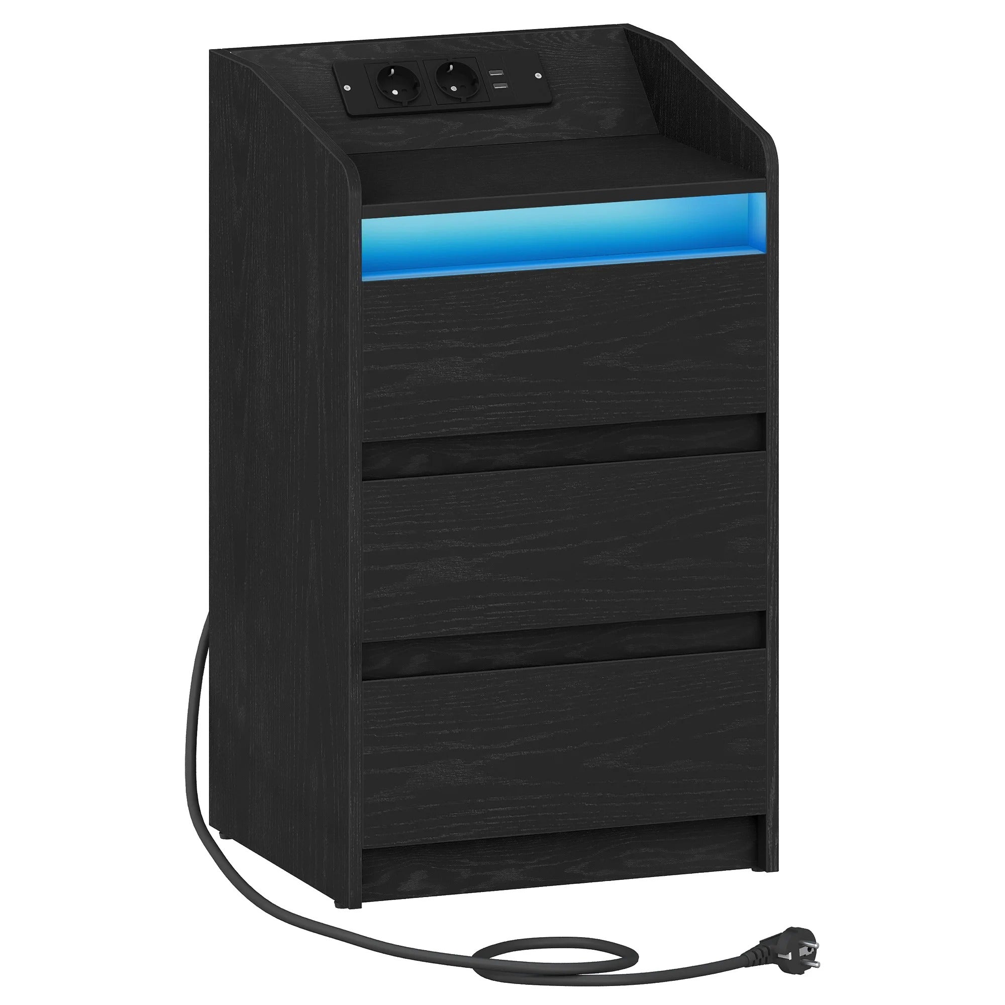 Twee Smart Nachtkastjes Zwart – Met Laadstation en LED