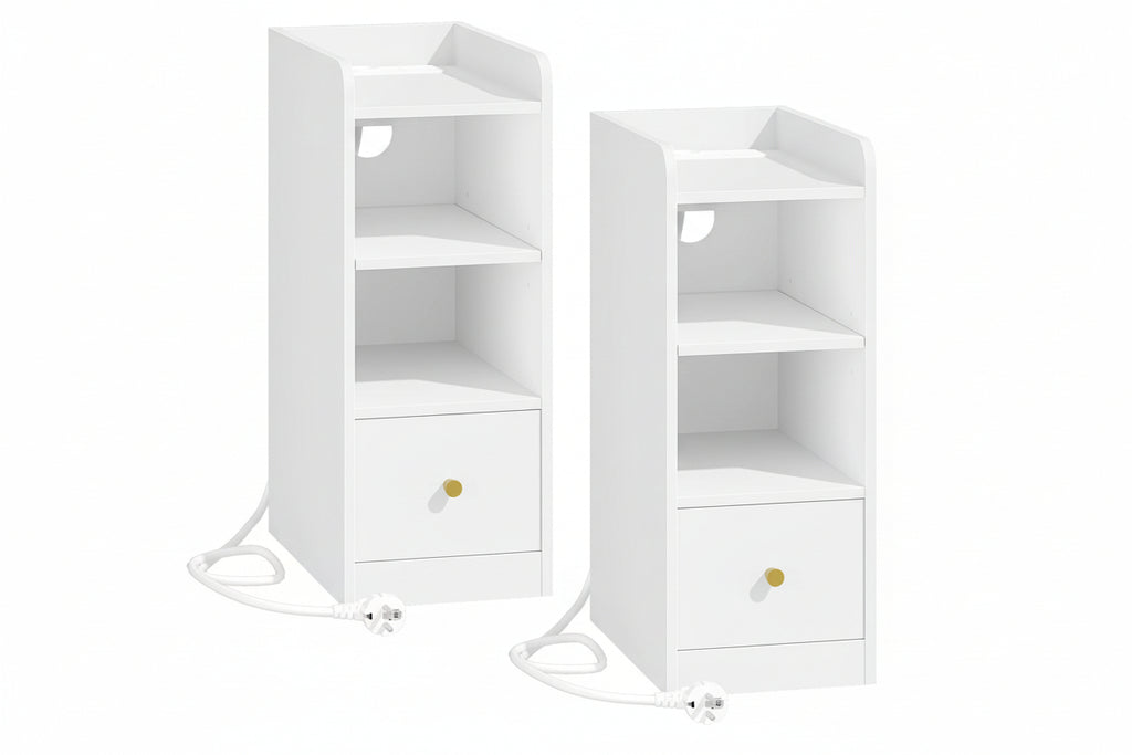 Twee Smart Nachtkastjes Wit – Met Laadstation en USB-C