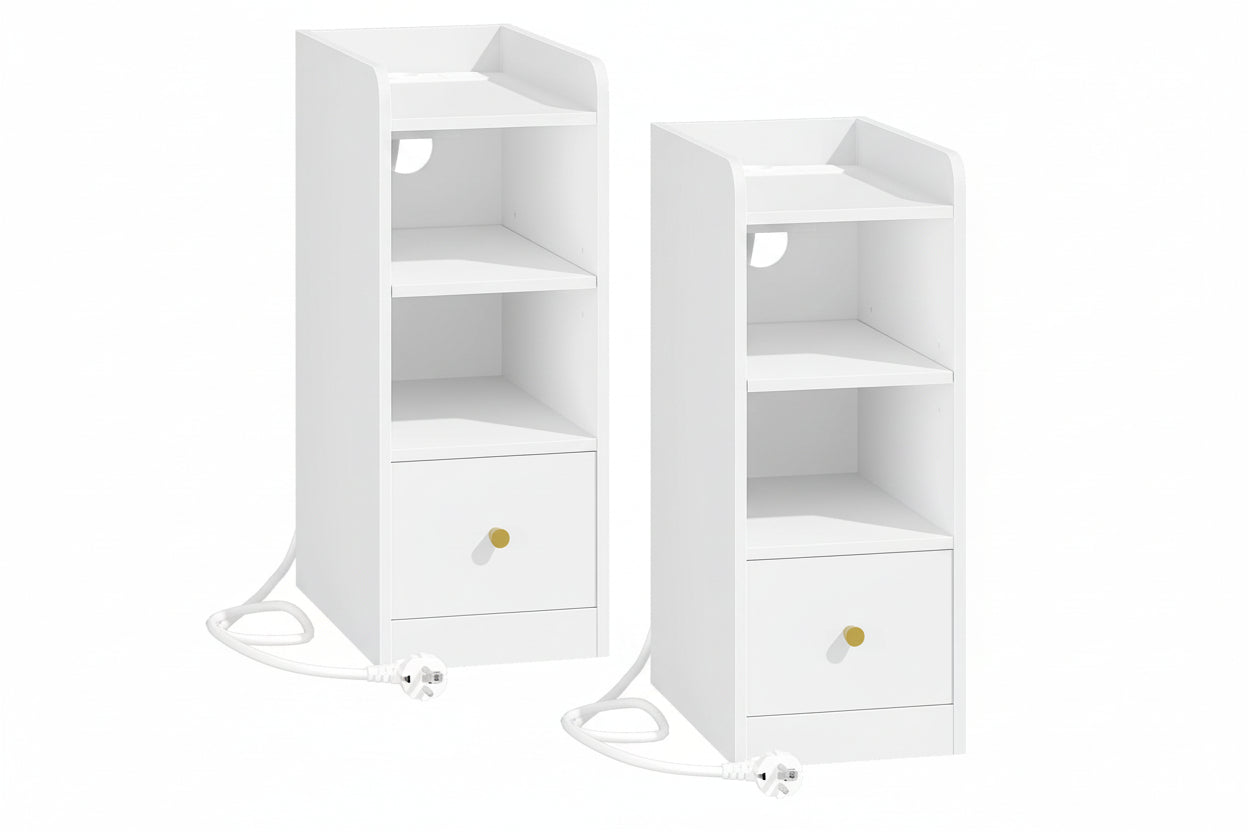 Twee Smart Nachtkastjes Wit – Met Laadstation en USB-C