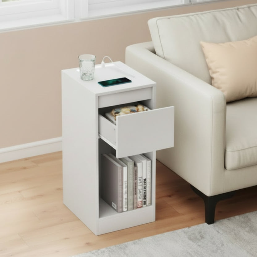 Smal LED Nachtkastje Wolken Wit – Met USB-A en USB-C